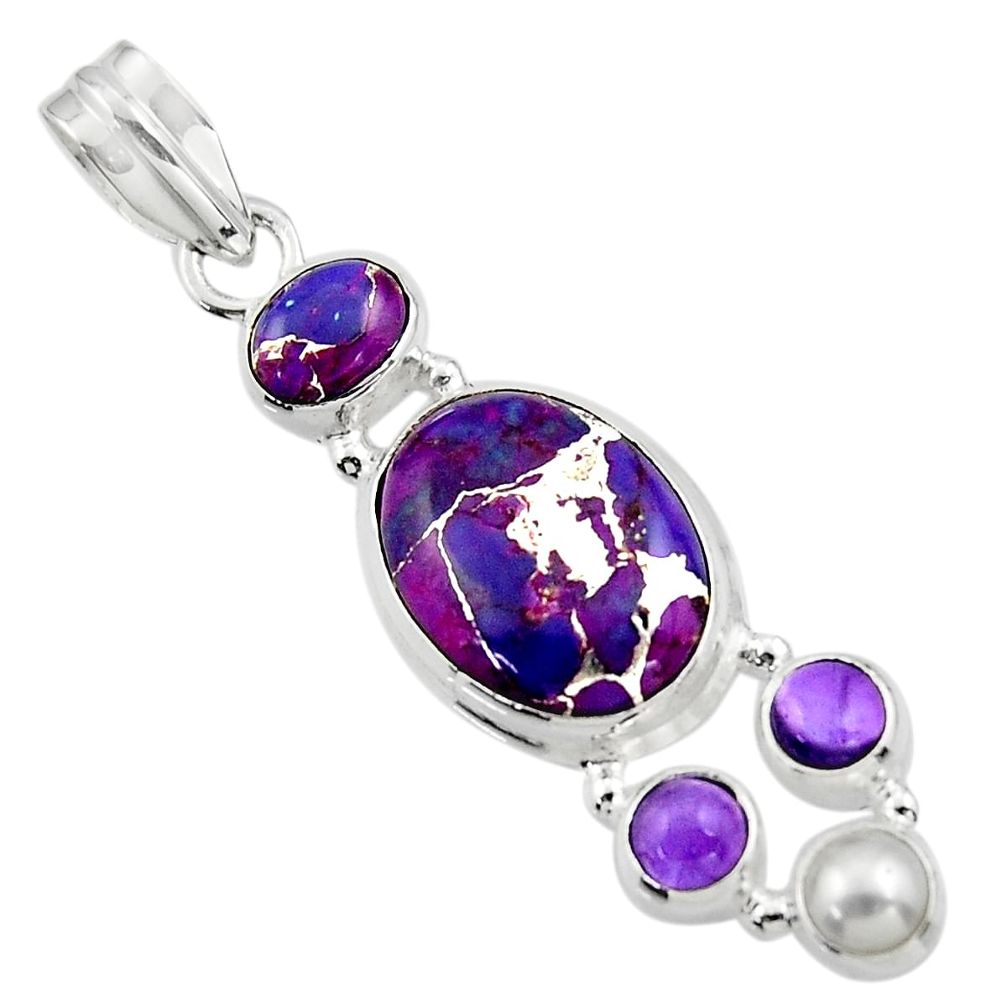 14.81cts purple copper turquoise amethyst 925 sterling silver pendant r44669