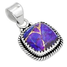 5.95cts purple copper turquoise cushion sterling silver pendant jewelry y11565
