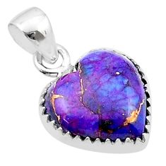 7.30cts purple copper turquoise heart 925 sterling silver pendant jewelry u39176
