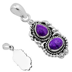 4.07cts purple copper turquoise oval 925 sterling silver pendant jewelry n51277