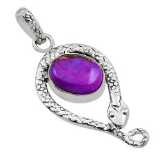5.12cts purple copper turquoise oval 925 sterling silver snake pendant n25768