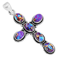 9.44cts purple copper turquoise oval sterling silver holy cross pendant y80328