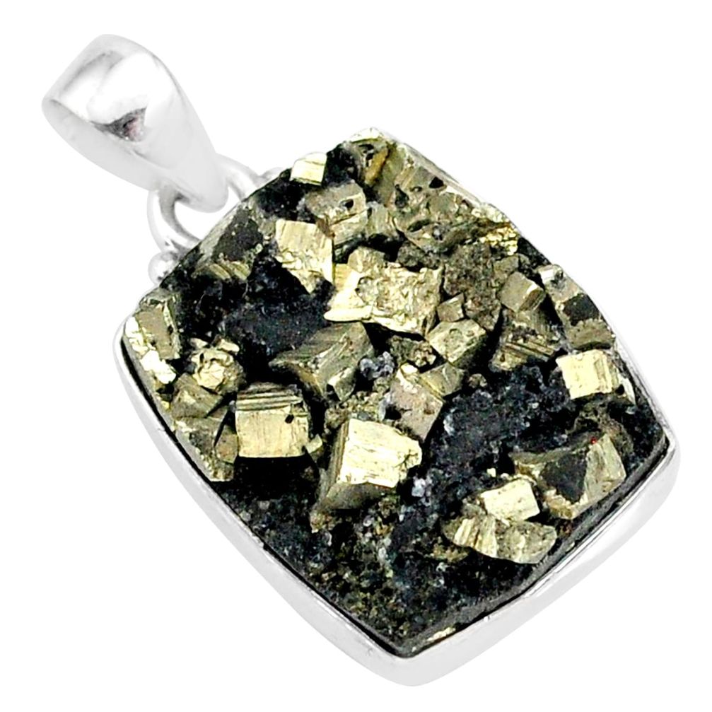 18.15cts pyrite on basalt matrix 925 sterling silver handmade pendant r85642