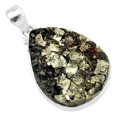 21.48cts pyrite on basalt matrix 925 sterling silver handmade pendant r85649