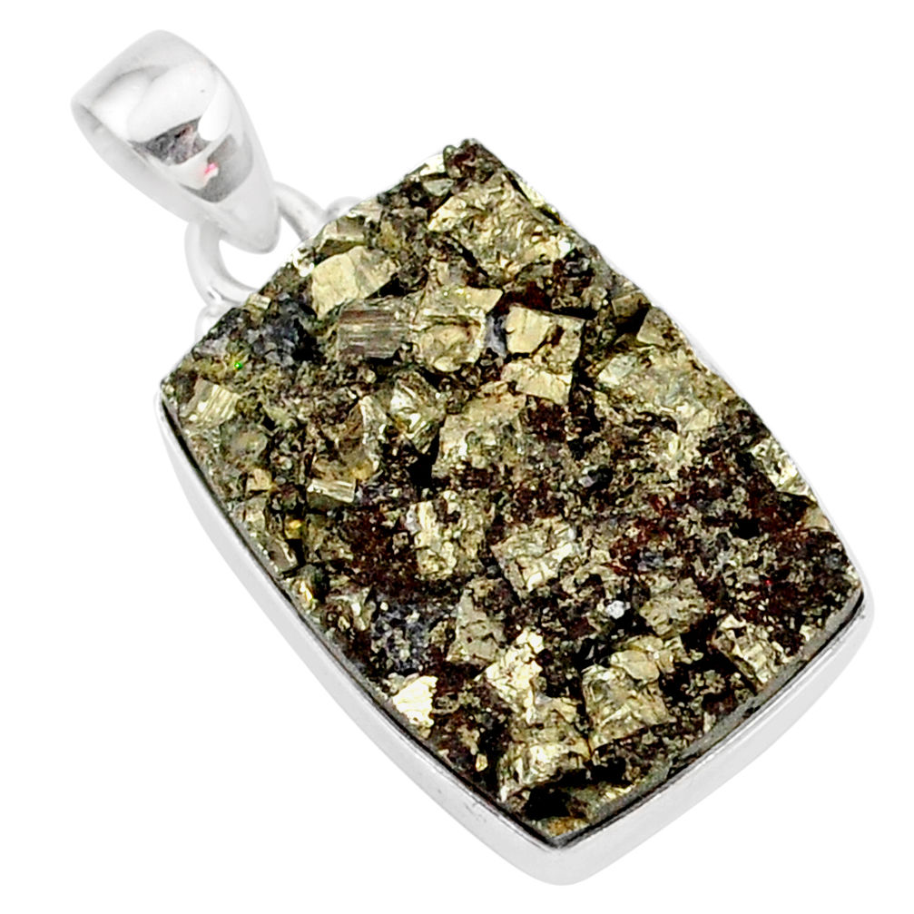 19.72cts pyrite on basalt matrix 925 sterling silver handmade pendant r85651