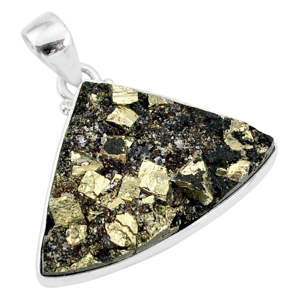 19.07cts pyrite on basalt matrix 925 sterling silver handmade pendant r85671