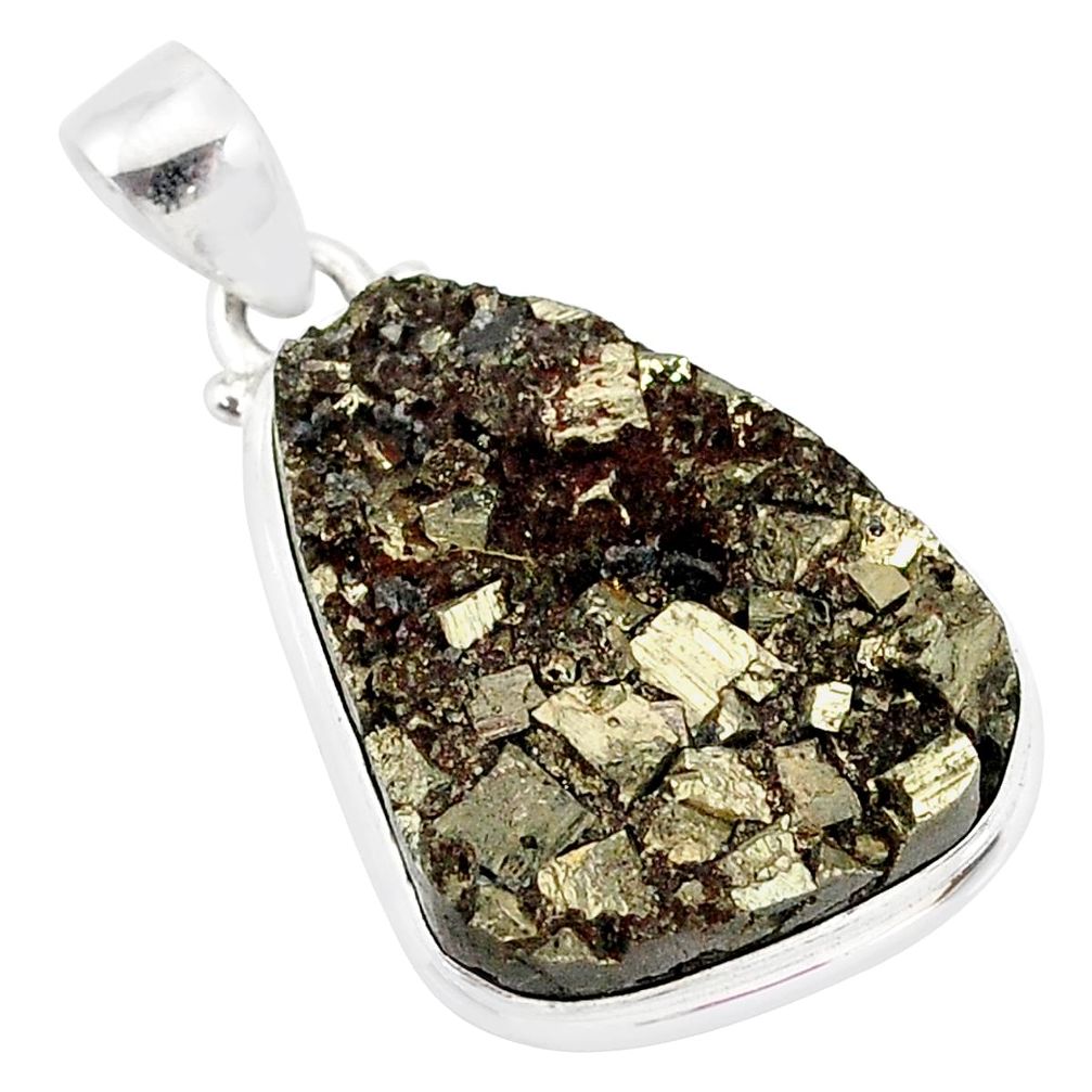 19.23cts pyrite on basalt matrix 925 sterling silver handmade pendant r85698