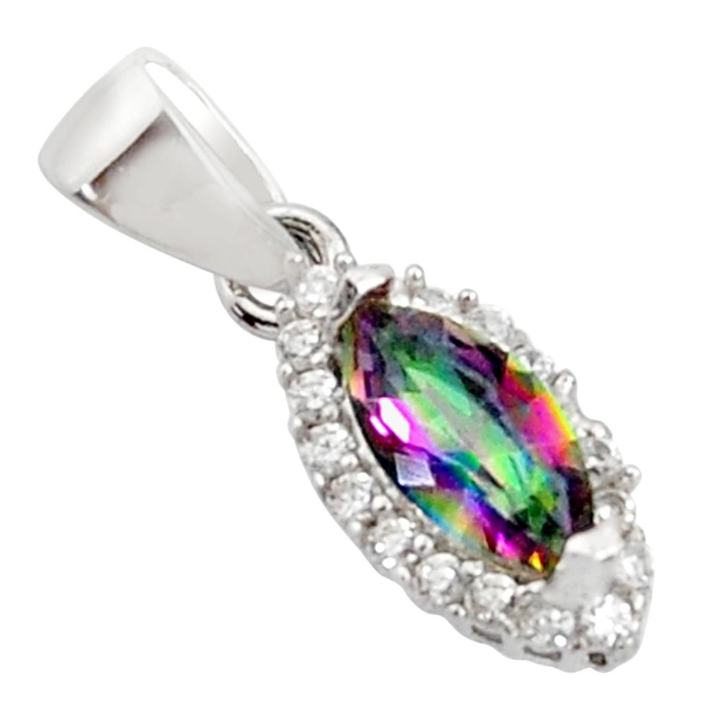 3.34cts rainbow topaz white topaz 925 silver pendant jewelry c9738