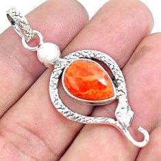 Clearance Sale- 6.85cts red copper turquoise pearl 925 sterling silver snake pendant p49272