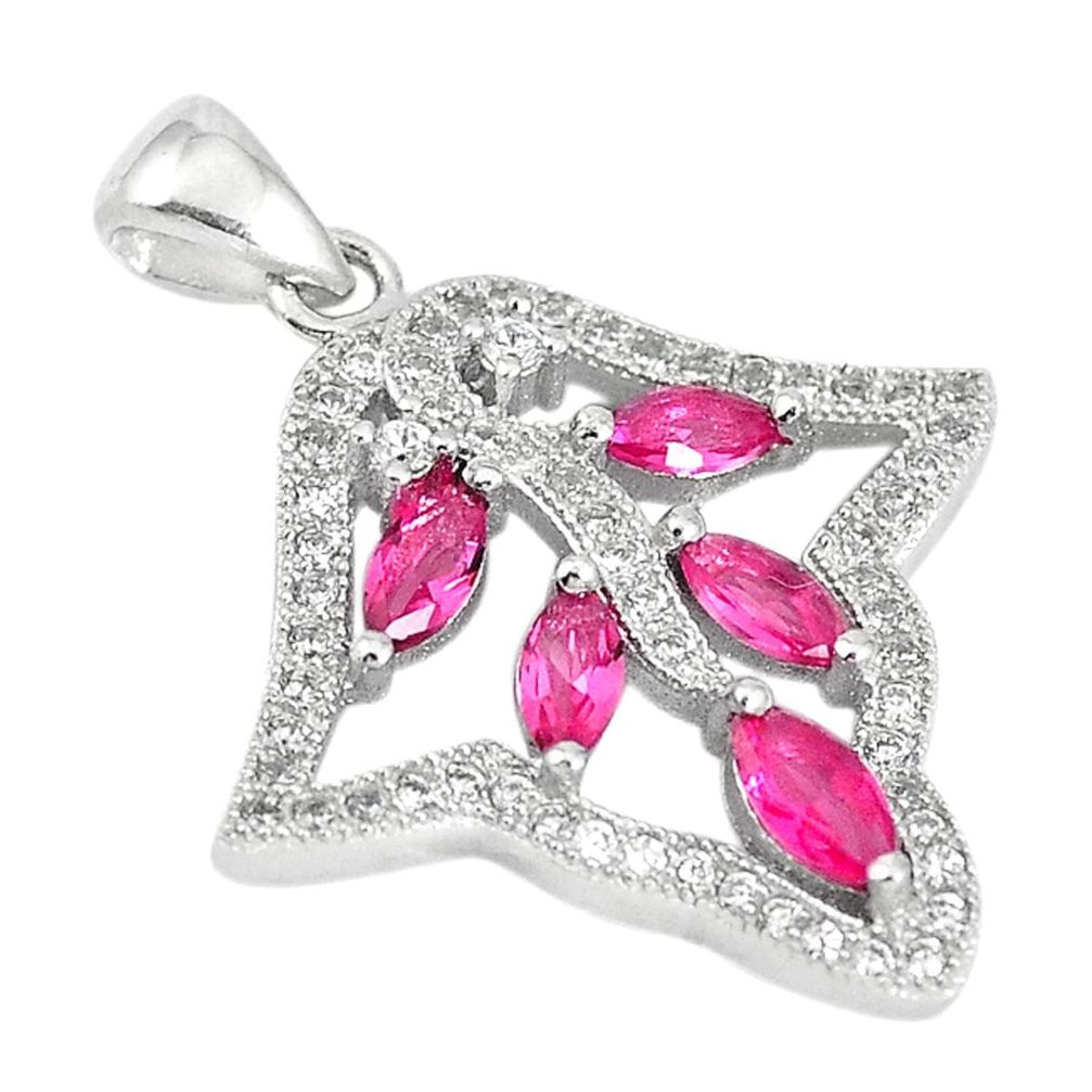 Red ruby quartz topaz 925 sterling silver pendant jewelry c22129