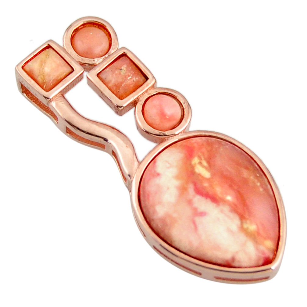 LAB 6.61cts rose gold natural pink opal 925 sterling silver pendant jewelry c26340