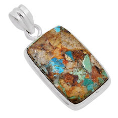 17.47cts royston matrix turquoise 925 sterling silver pendant jewelry n30755