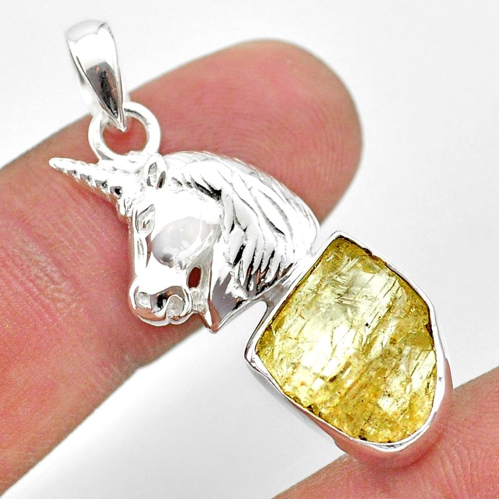 6.54cts scapolite 925 sterling silver unicorn handmade pendant jewelry t31041