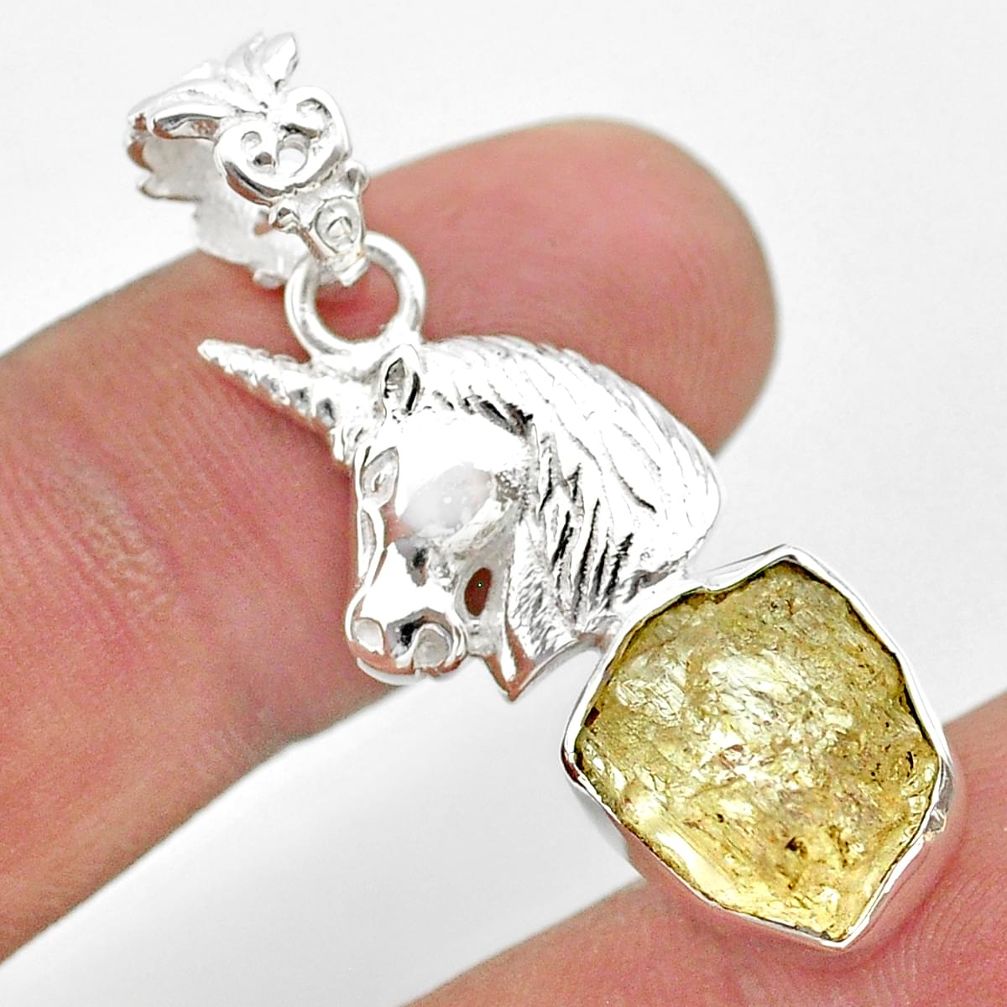 6.30cts scapolite fancy 925 sterling silver unicorn pendant jewelry t31051