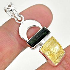 11.07cts scapolite tourmaline rough 925 sterling silver moon pendant t33613