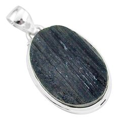 Schorl grounding black tourmaline raw 925 sterling silver pendant r96765