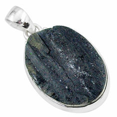 Clearance Sale- Schorl grounding black tourmaline raw 925 sterling silver pendant r96773