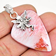 22.78cts scolecite high vibration crystal silver angel wings fairy pendant y5823