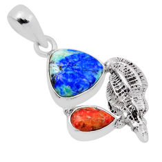 5.99cts shell green turquoise azurite mojave turquoise 925 silver pendant n29298