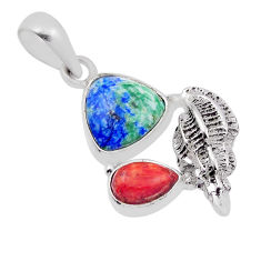 6.27cts shell green turquoise azurite mojave turquoise 925 silver pendant n29300