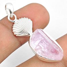 9.65cts shell natural pink kunzite rough 925 sterling silver pendant u26977