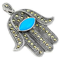 925 silver blue sleeping beauty turquoise hand of god hamsa pendant c18964