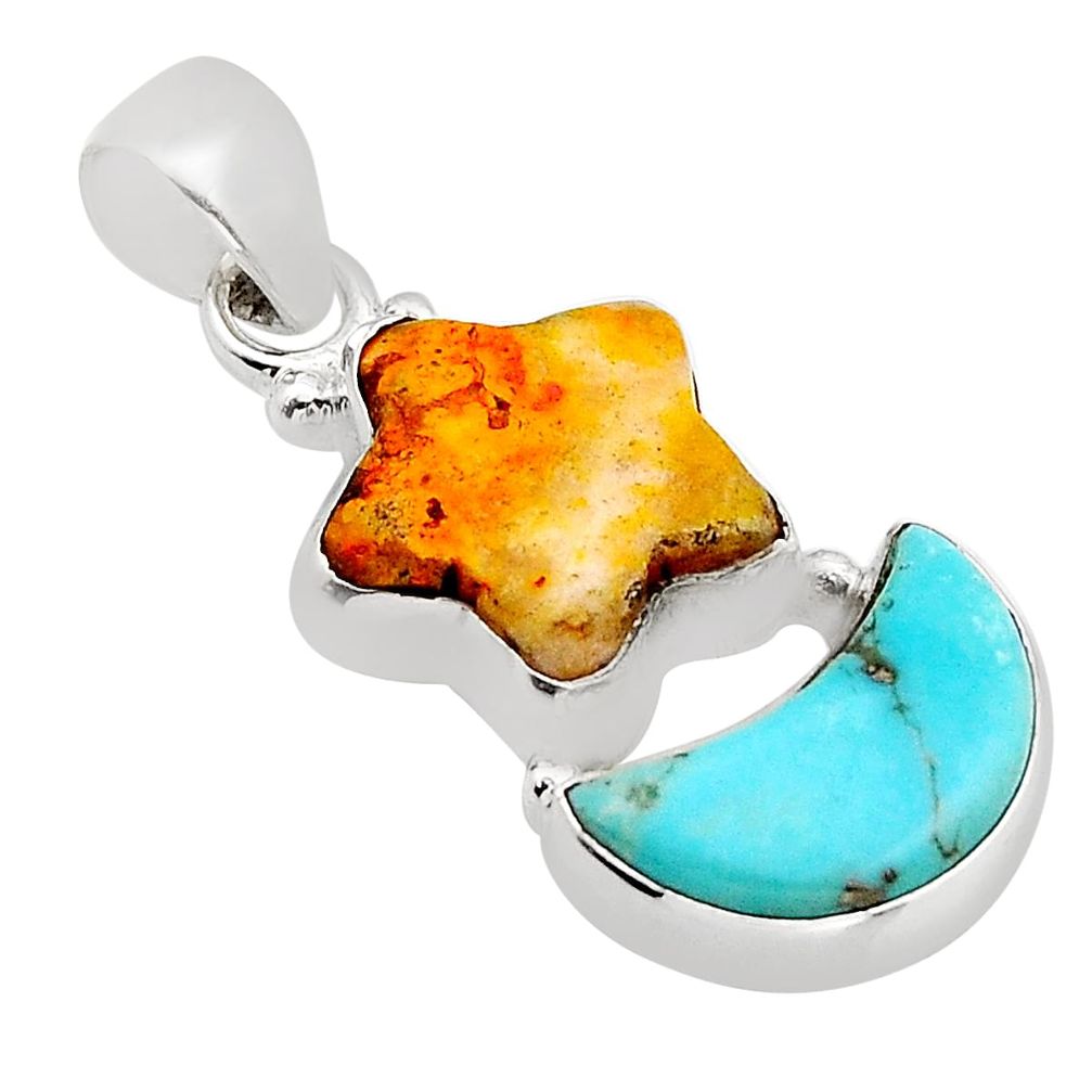 Silver 12.12cts bumble bee australian jasper  turquoise pendant n10643