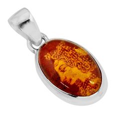 Silver 5.06cts carving natural orange baltic amber (poland) pendant y78066