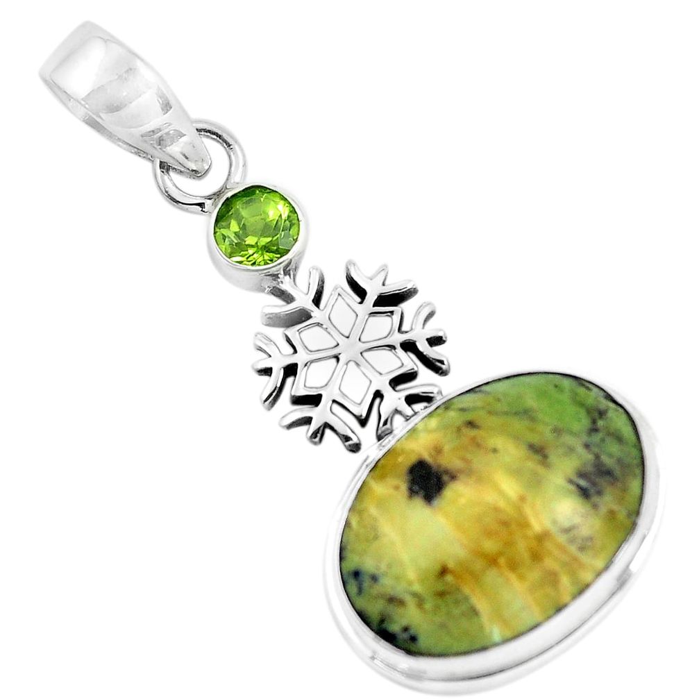 Silver 13.77cts natural swiss imperial opal peridot snowflake pendant p55100