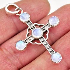 4.47cts solitaire natural rainbow moonstone 925 silver holy cross pendant y37638