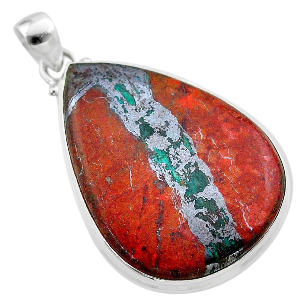 46.14cts sonora sunrise (cuprite chrysocolla) pear 925 silver pendant t45010