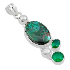 Sonora sunrise (cuprite chrysocolla) pearl chalcedony 925 silver pendant y22933