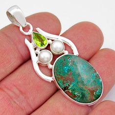 18.94cts sonora sunrise (cuprite chrysocolla) peridot 925 silver pendant y20606