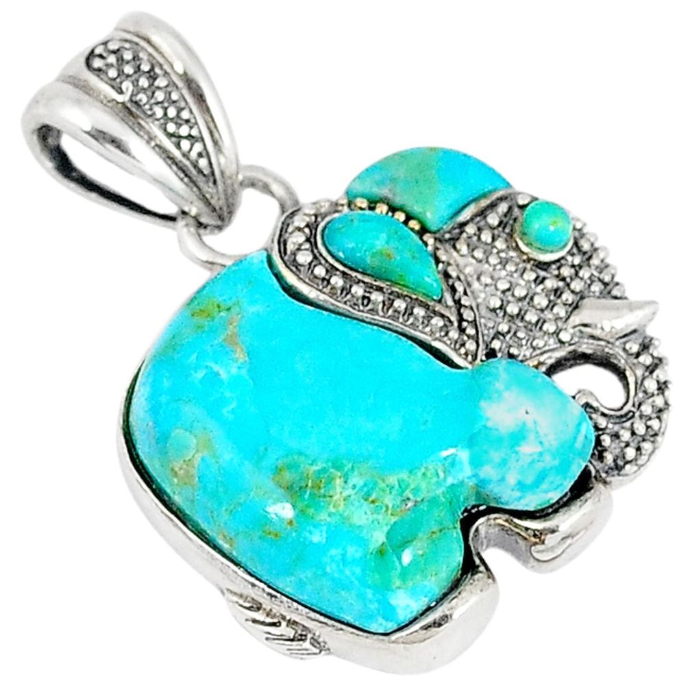 Southwestern arizona sleeping beauty turquoise silver elephant pendant c10482