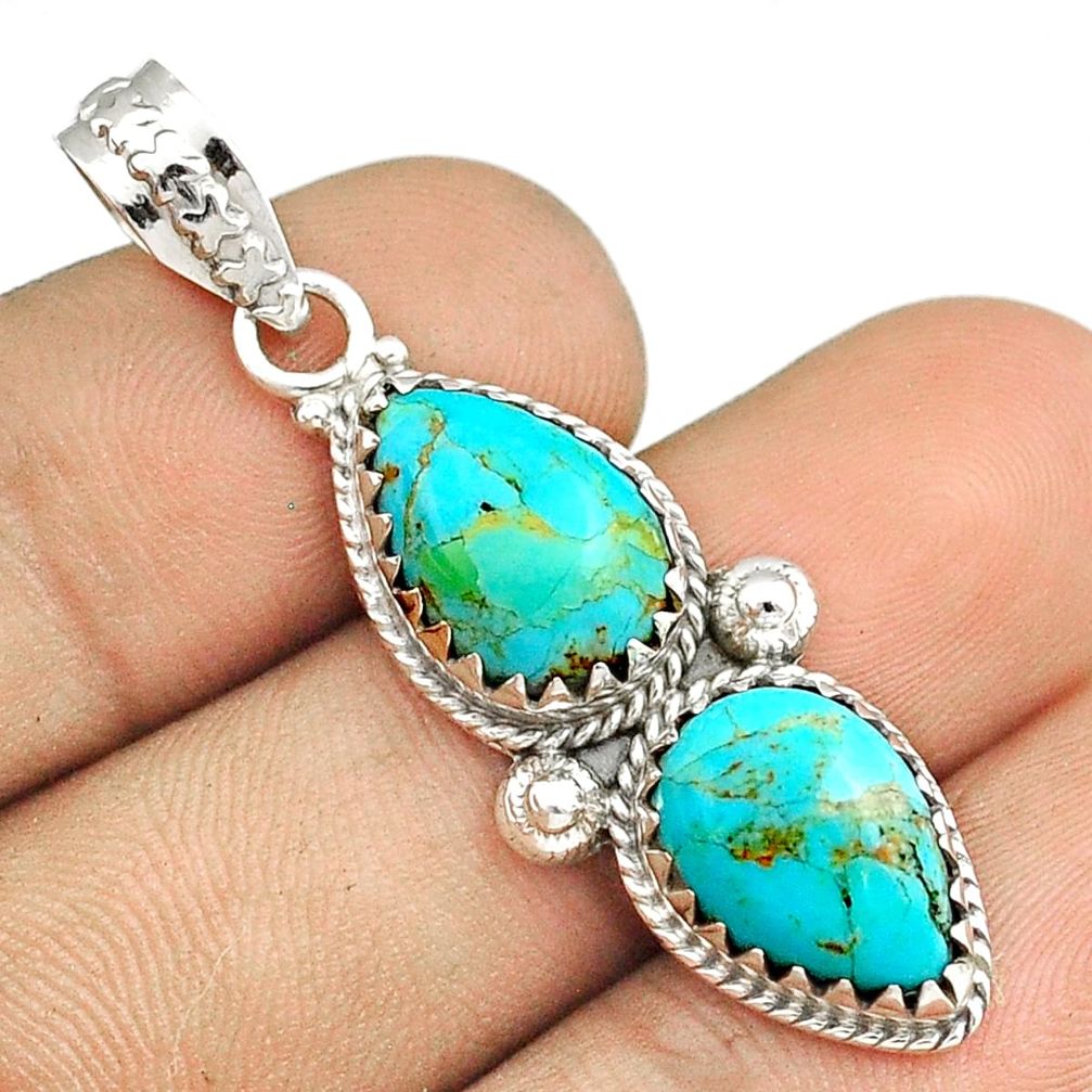 10.37cts southwestern blue arizona mohave turquoise 925 silver pendant u30722