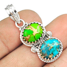 9.37cts southwestern green blue copper turquoise 925 silver pendant u30693