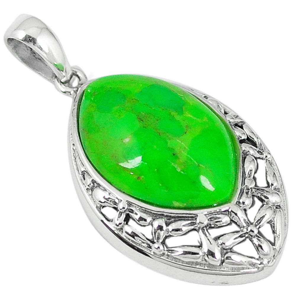 LAB Southwestern green copper turquoise 925 silver pendant jewelry c10517