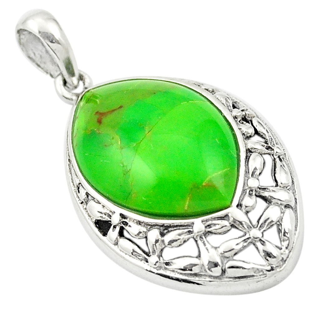 LAB Southwestern green copper turquoise 925 sterling silver pendant c10505