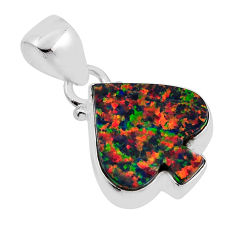 3.28cts spade orange australian opal (lab) 925 sterling silver pendant n22730