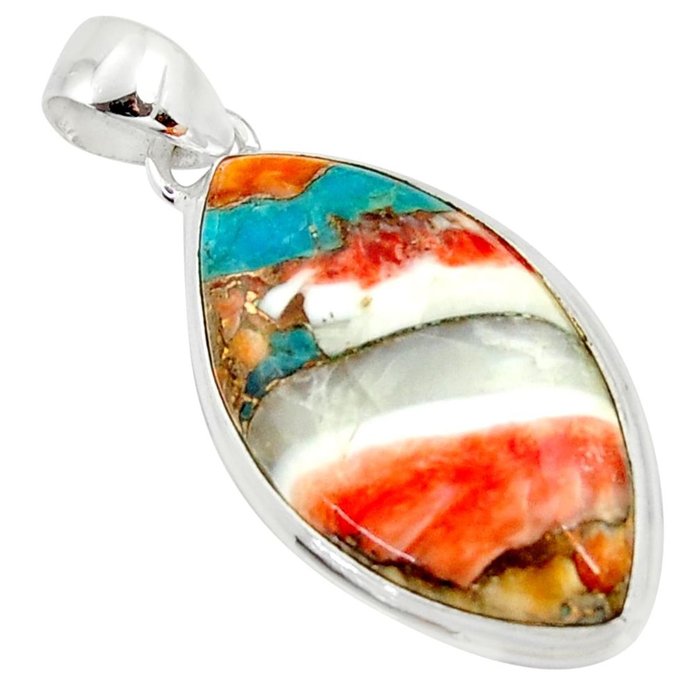 17.57cts spiny oyster arizona turquoise 925 silver pendant r34516