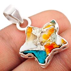 6.97cts spiny oyster arizona turquoise 925 silver star fish pendant t76061