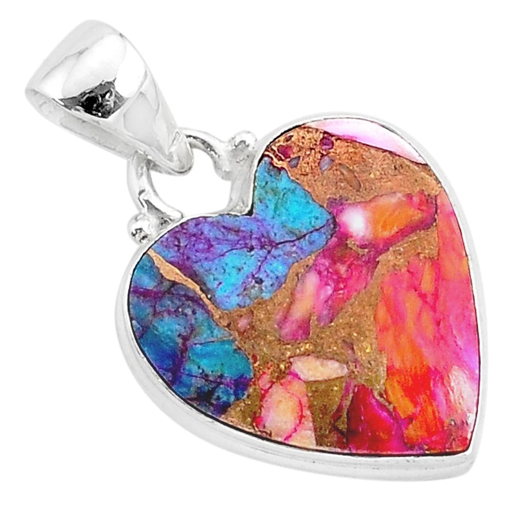 11.17cts spiny oyster arizona turquoise 925 sterling silver heart pendant r93449