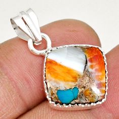 8.35cts spiny oyster arizona turquoise 925 sterling silver pendant jewelry y9862