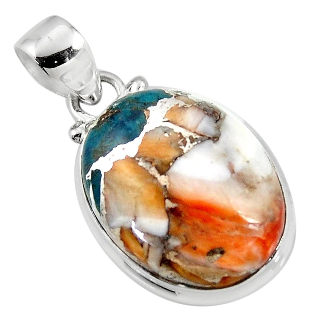 14.80cts spiny oyster arizona turquoise 925 sterling silver pendant r47718