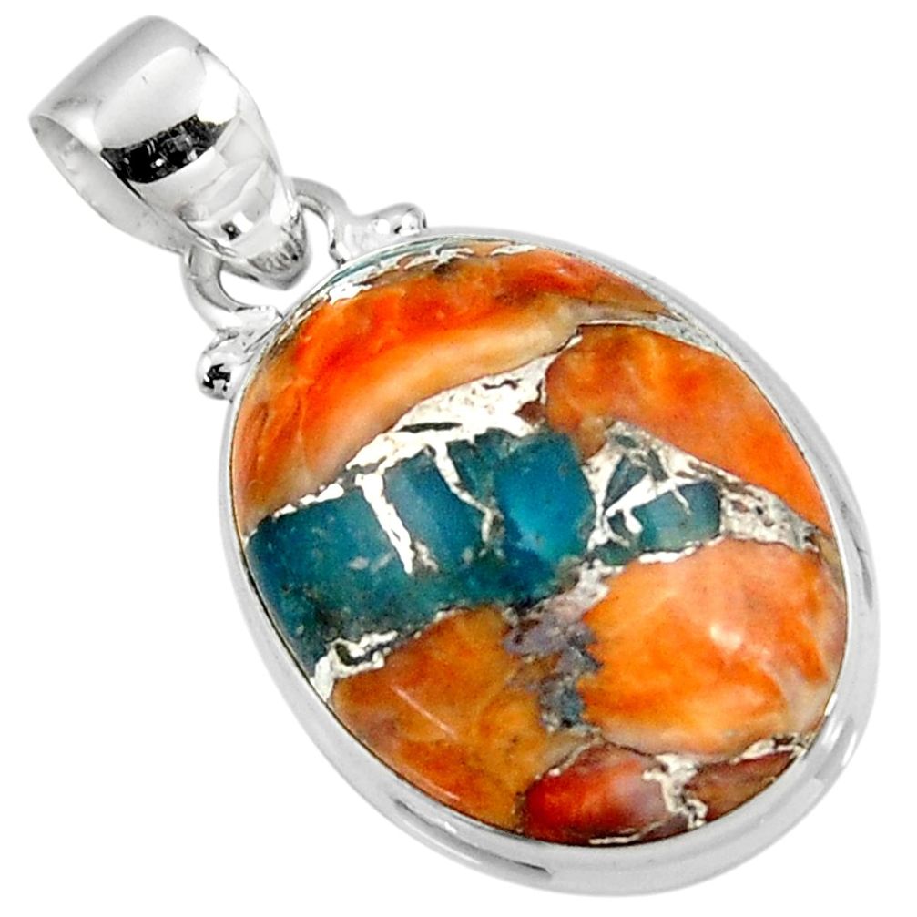 13.75cts spiny oyster arizona turquoise 925 sterling silver pendant r47740