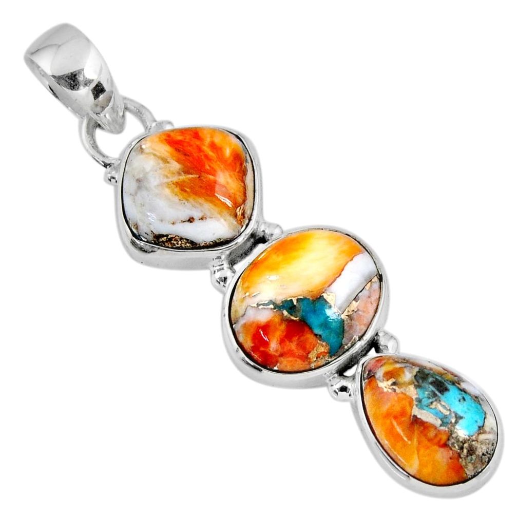 14.72cts spiny oyster arizona turquoise 925 sterling silver pendant r56192