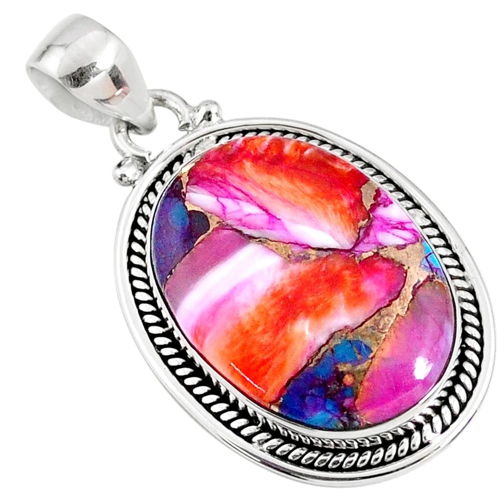 16.70cts spiny oyster arizona turquoise 925 sterling silver pendant r62549