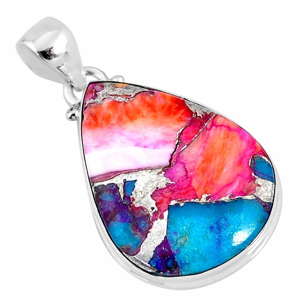 17.22cts spiny oyster arizona turquoise 925 sterling silver pendant r62605