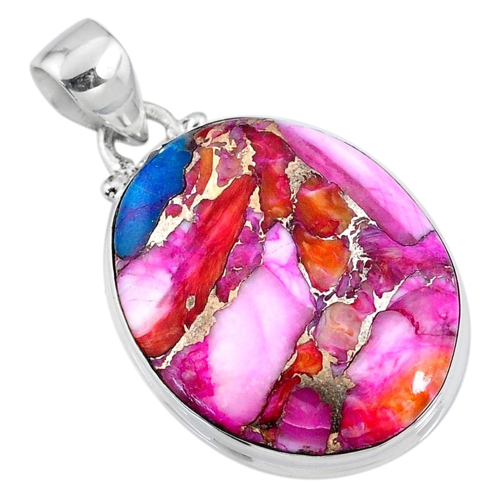 17.57cts spiny oyster arizona turquoise 925 sterling silver pendant r63491