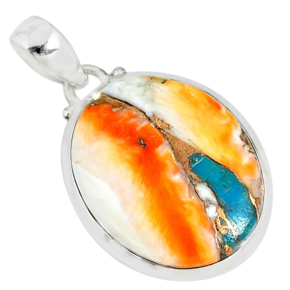 17.39cts spiny oyster arizona turquoise 925 sterling silver pendant r81161